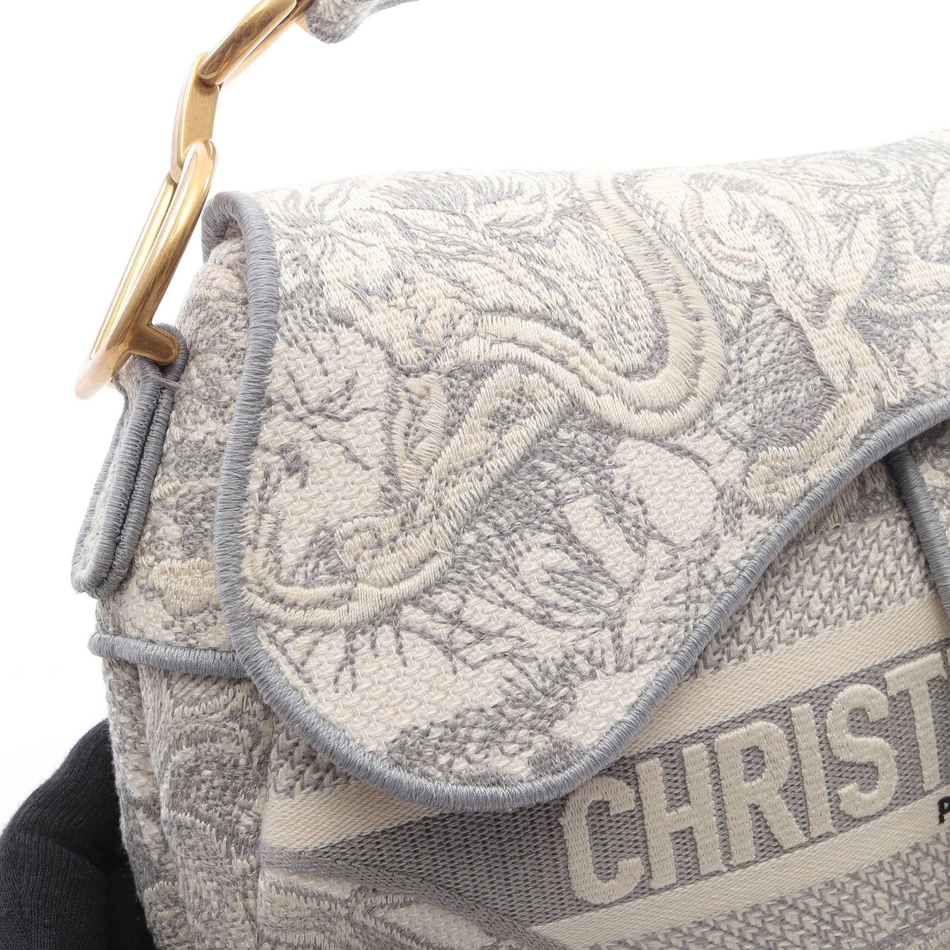 SADDLEサドル ワンショルダーバッグ キャンバス ホワイト ライトグレー クリスチャンディオール バッグ Christian Dior