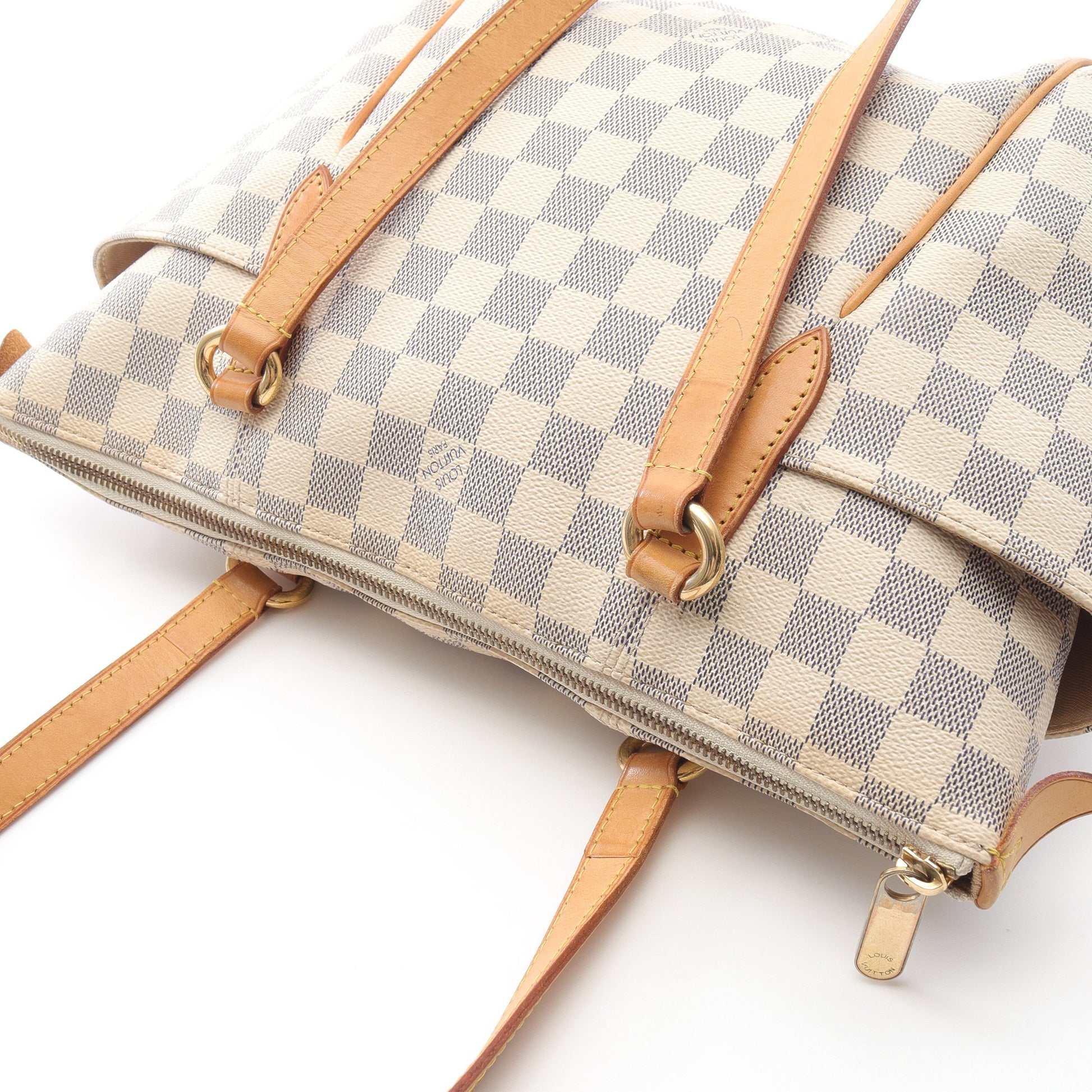 トータリーPM ダミエアズール ショルダーバッグ トートバッグ PVC レザー ホワイト ルイヴィトン バッグ LOUIS VUITTON