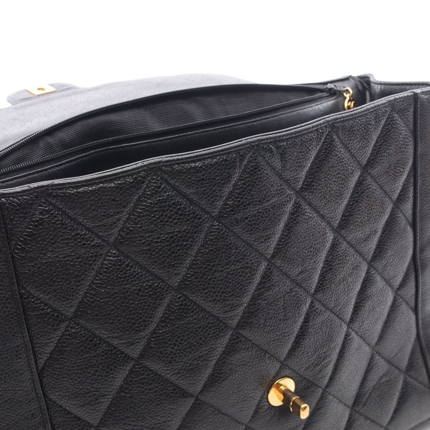 マトラッセ ハンドバッグ キャビアスキン ブラック ゴールド金具 シャネル バッグ CHANEL