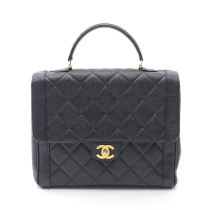 マトラッセ ハンドバッグ キャビアスキン ブラック ゴールド金具 シャネル バッグ CHANEL
