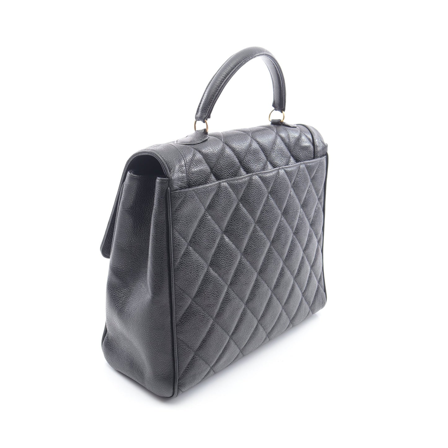 マトラッセ ハンドバッグ キャビアスキン ブラック ゴールド金具 シャネル バッグ CHANEL
