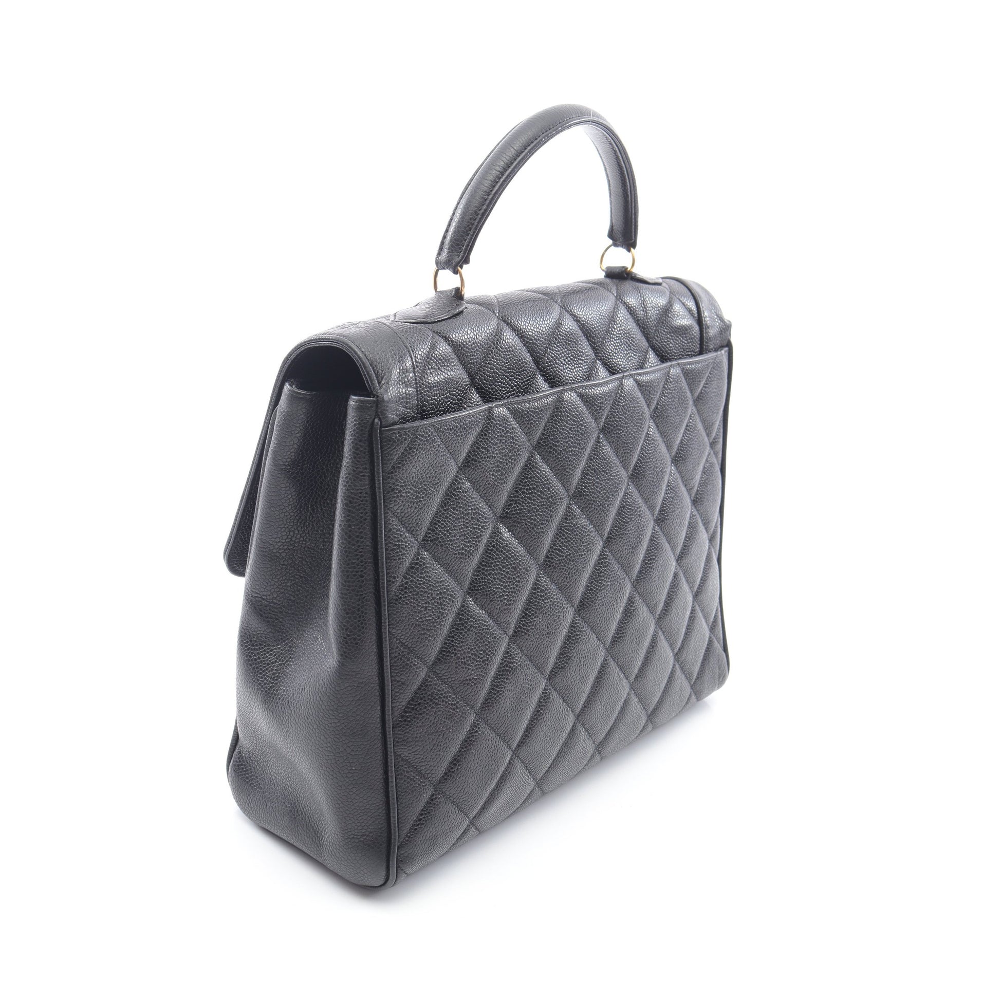 マトラッセ ハンドバッグ キャビアスキン ブラック ゴールド金具 シャネル バッグ CHANEL