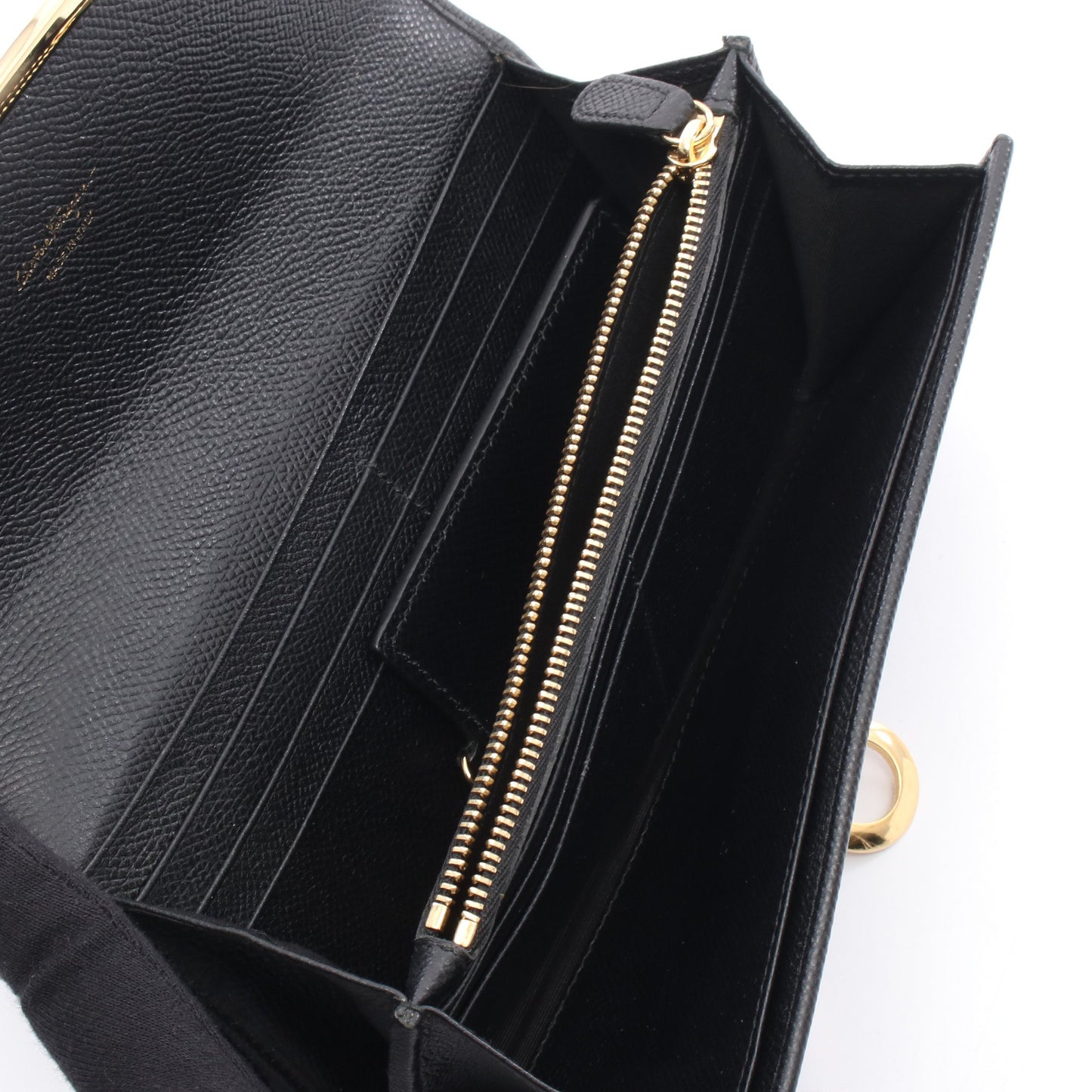 ガンチーニ 二つ折り長財布 レザー ブラック サルヴァトーレフェラガモ 財布・小物 Salvatore Ferragamo