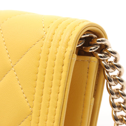 ボーイシャネル マトラッセ チェーンウォレット レザー イエロー ゴールド金具 シャネル バッグ CHANEL