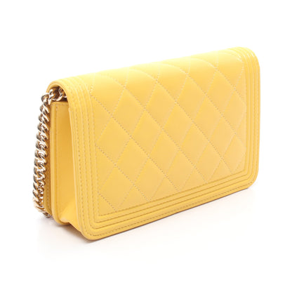 ボーイシャネル マトラッセ チェーンウォレット レザー イエロー ゴールド金具 シャネル バッグ CHANEL