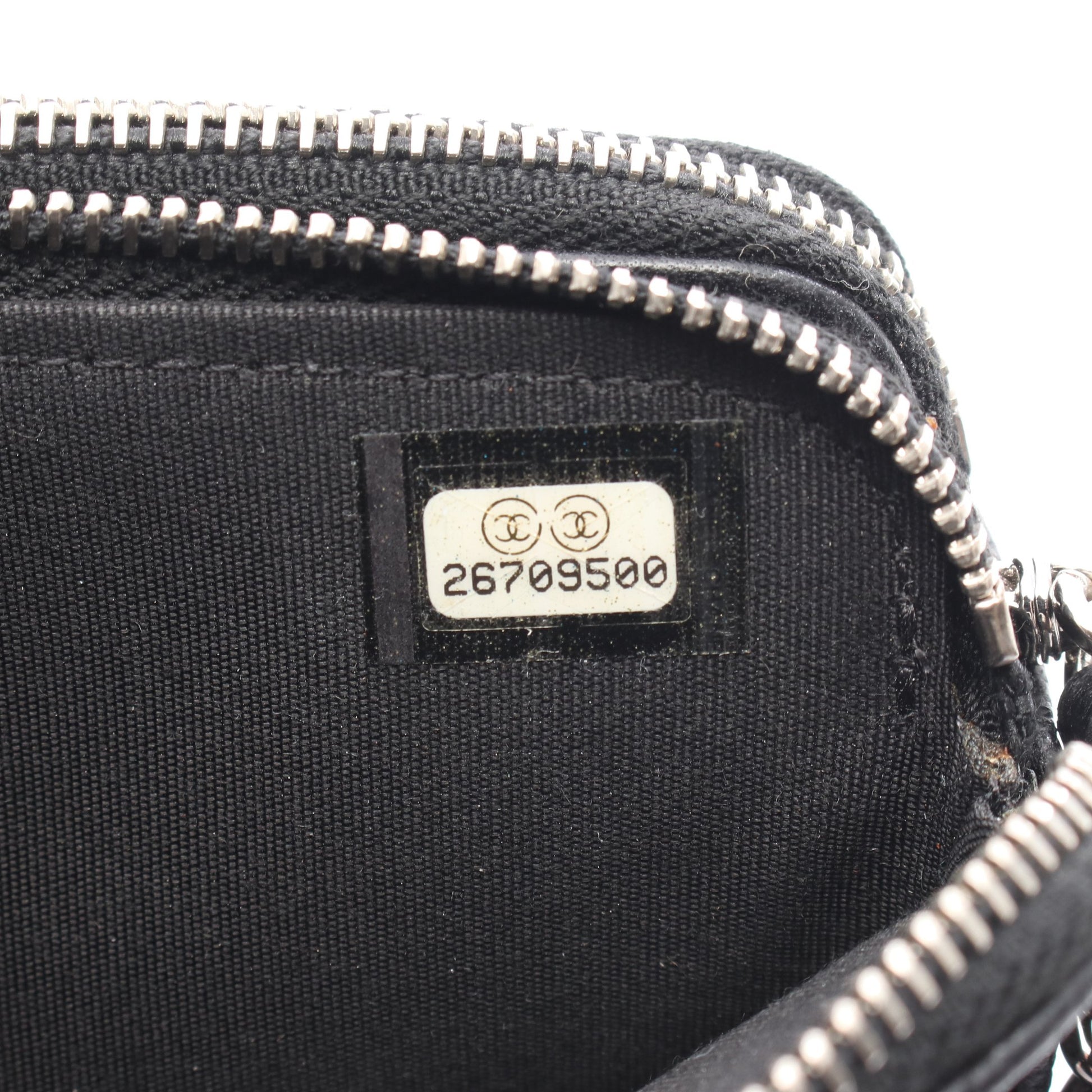 Wジップ チェーンウォレット キャビアスキン ブラック シルバー金具 シャネル バッグ CHANEL