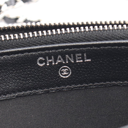 Wジップ チェーンウォレット キャビアスキン ブラック シルバー金具 シャネル バッグ CHANEL