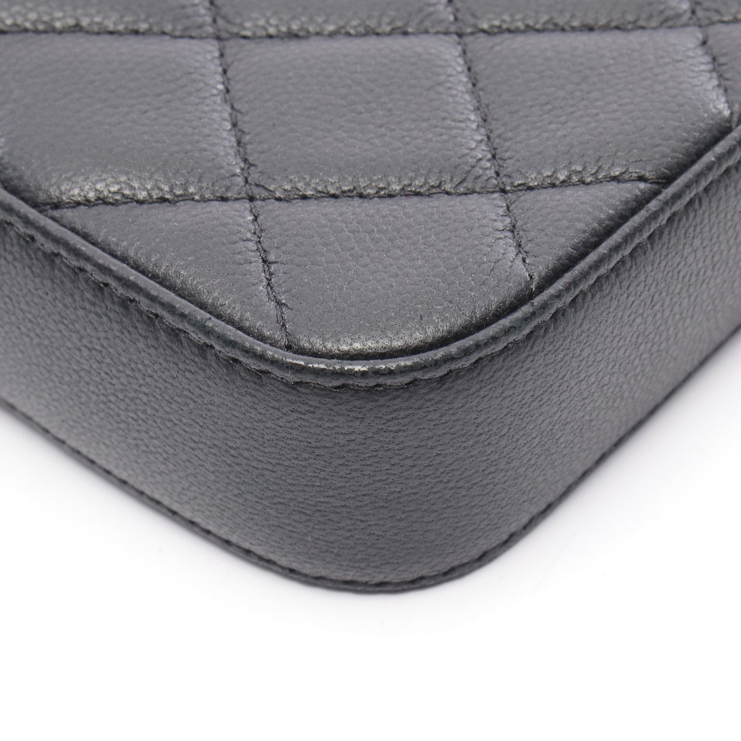 Wジップ チェーンウォレット キャビアスキン ブラック シルバー金具 シャネル バッグ CHANEL