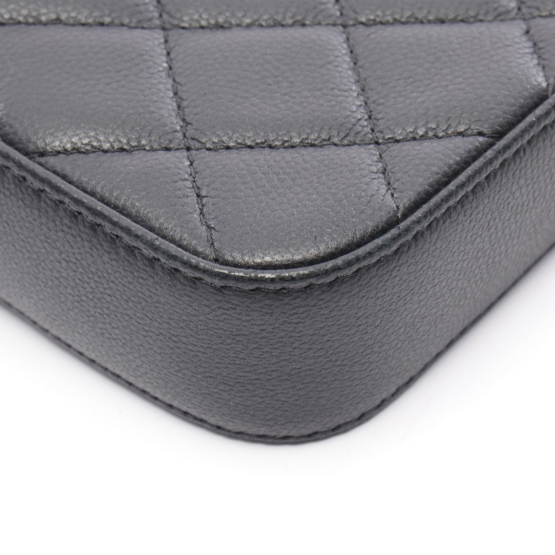 Wジップ チェーンウォレット キャビアスキン ブラック シルバー金具 シャネル バッグ CHANEL