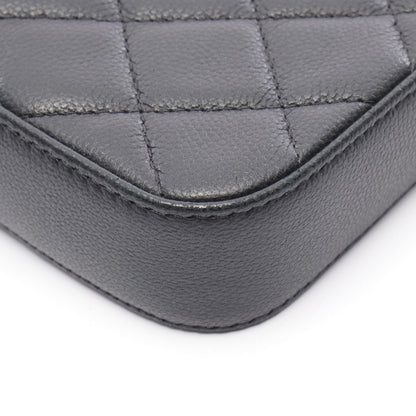 Wジップ チェーンウォレット キャビアスキン ブラック シルバー金具 シャネル バッグ CHANEL