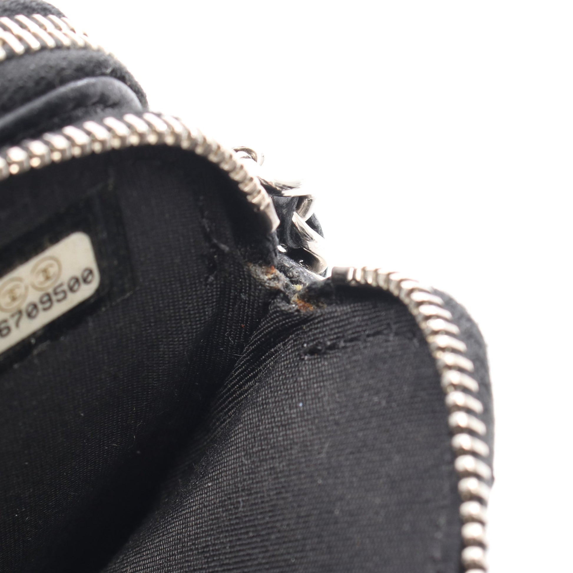 Wジップ チェーンウォレット キャビアスキン ブラック シルバー金具 シャネル バッグ CHANEL