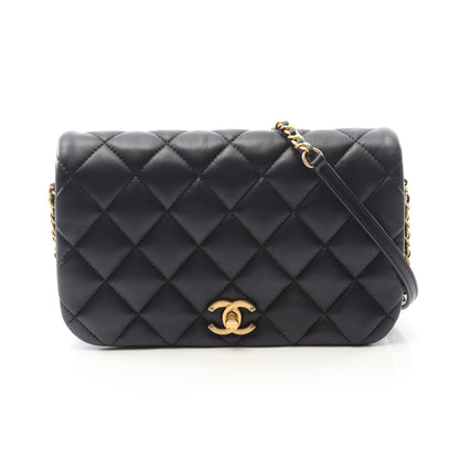 マトラッセ クラシック フルフラップ チェーンショルダーバッグ レザー ブラック ゴールド金具 シャネル バッグ CHANEL