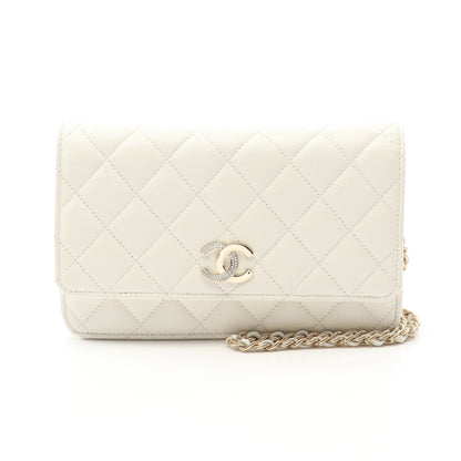 マトラッセ チェーンウォレット キャビアスキン ホワイト ゴールド金具 シャネル バッグ CHANEL
