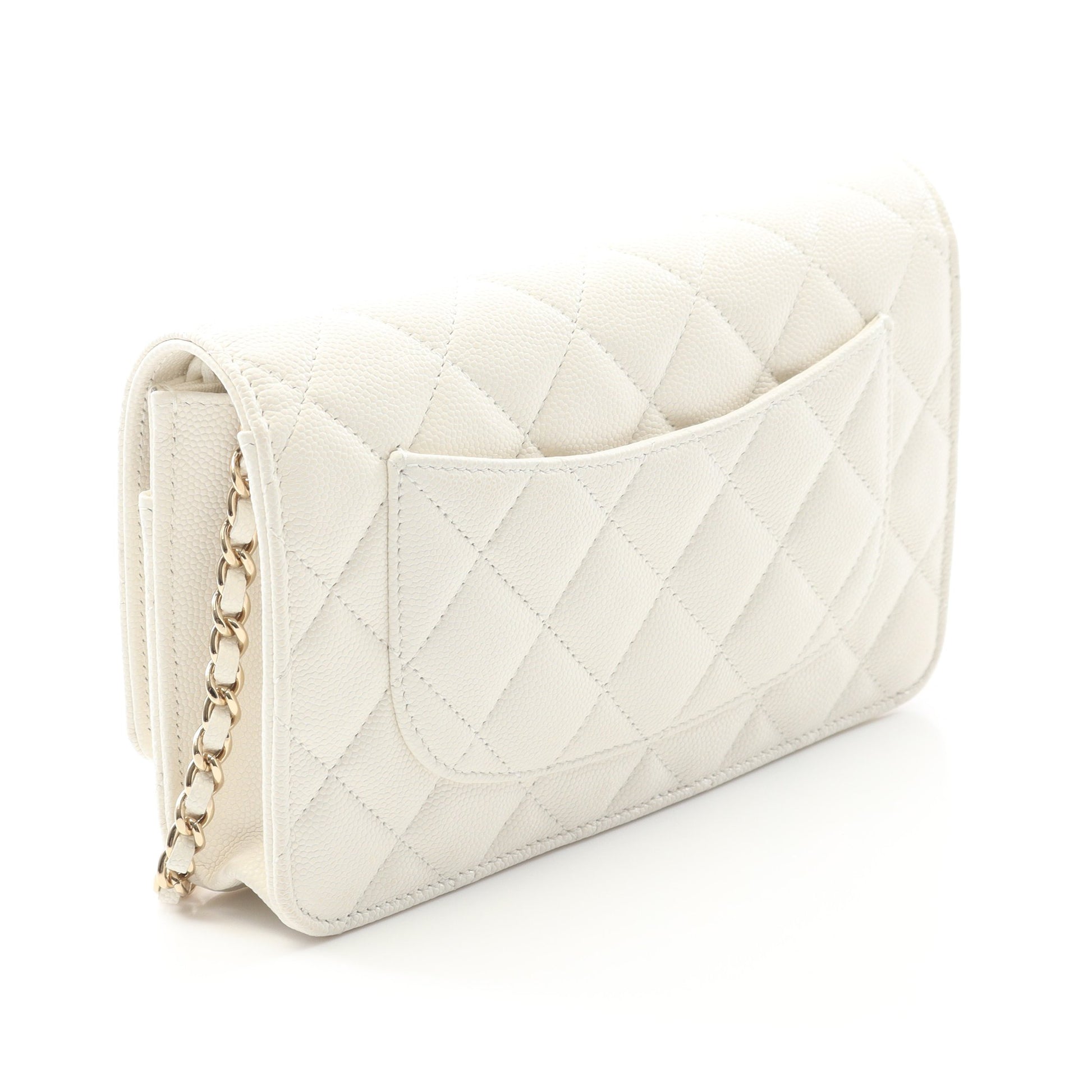 マトラッセ チェーンウォレット キャビアスキン ホワイト ゴールド金具 シャネル バッグ CHANEL
