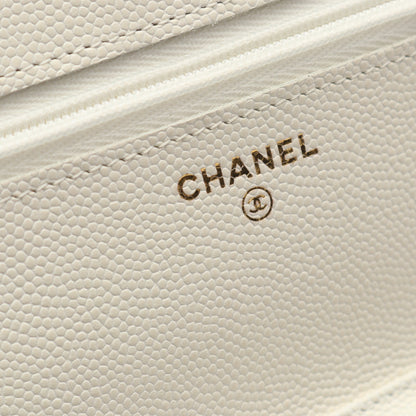 マトラッセ チェーンウォレット キャビアスキン ホワイト ゴールド金具 シャネル バッグ CHANEL