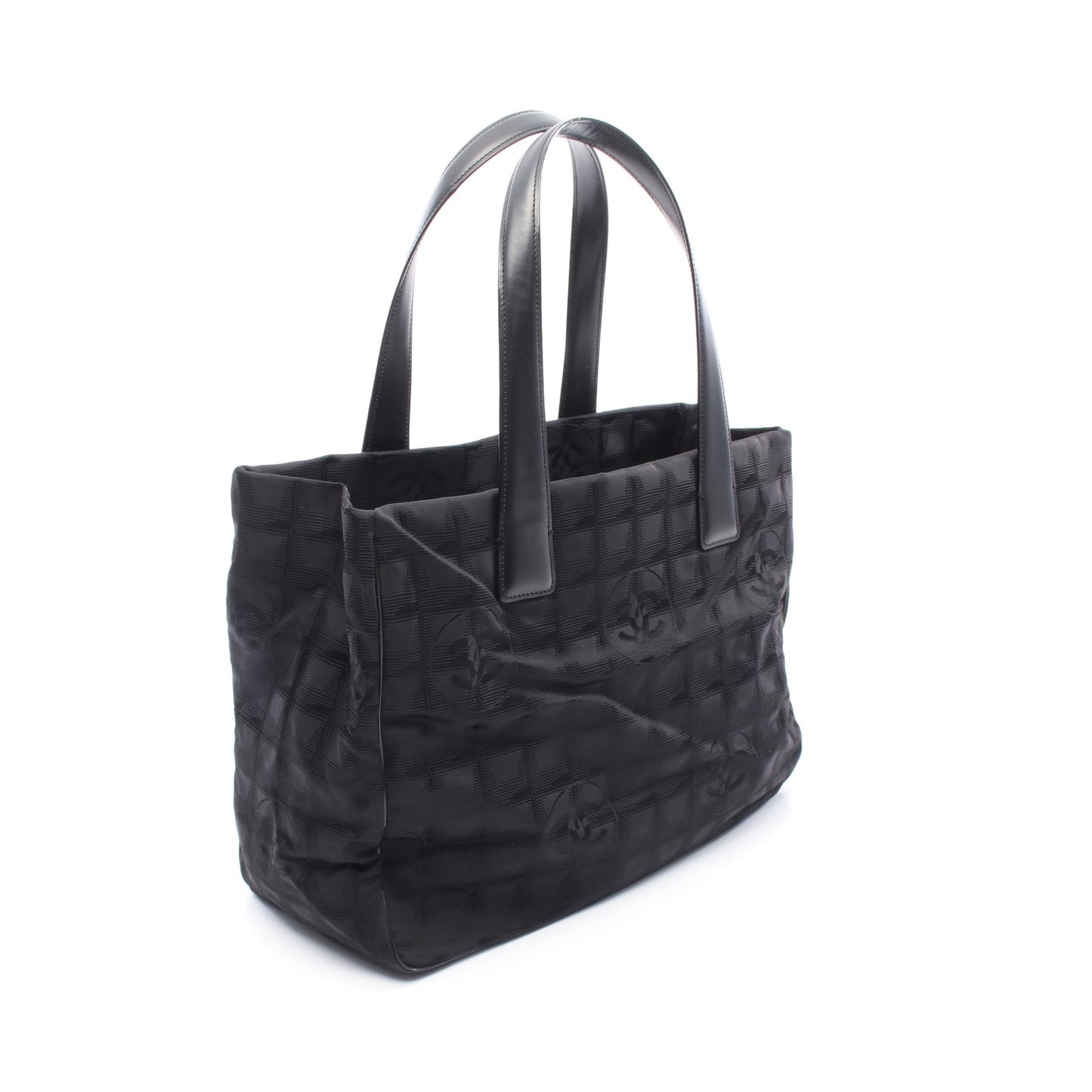 ニュートラベルラインMM ハンドバッグ トートバッグ ナイロンキャンバス レザー ブラック ゴールド金具 シャネル バッグ CHANEL