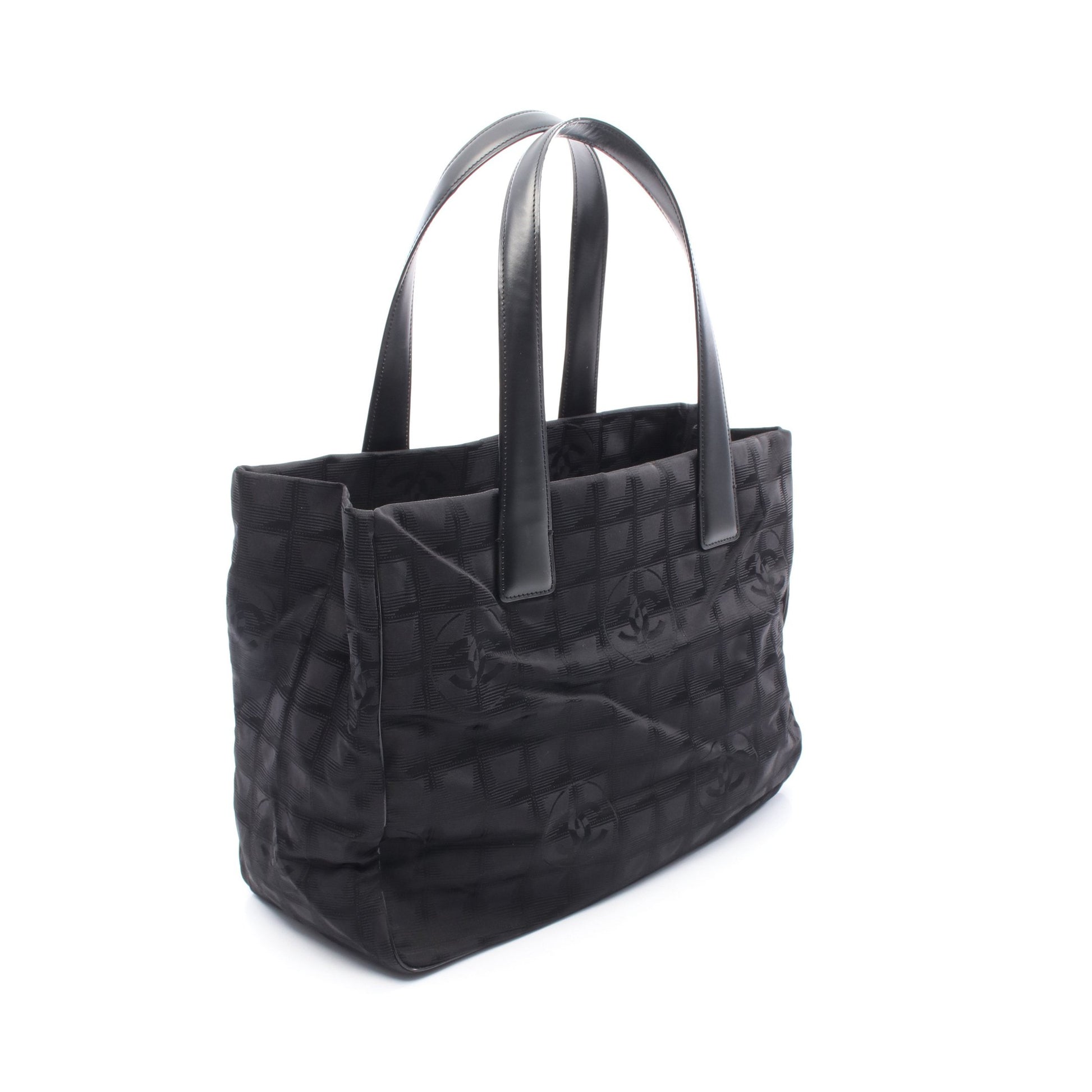 ニュートラベルラインMM ハンドバッグ トートバッグ ナイロンキャンバス レザー ブラック ゴールド金具 シャネル バッグ CHANEL