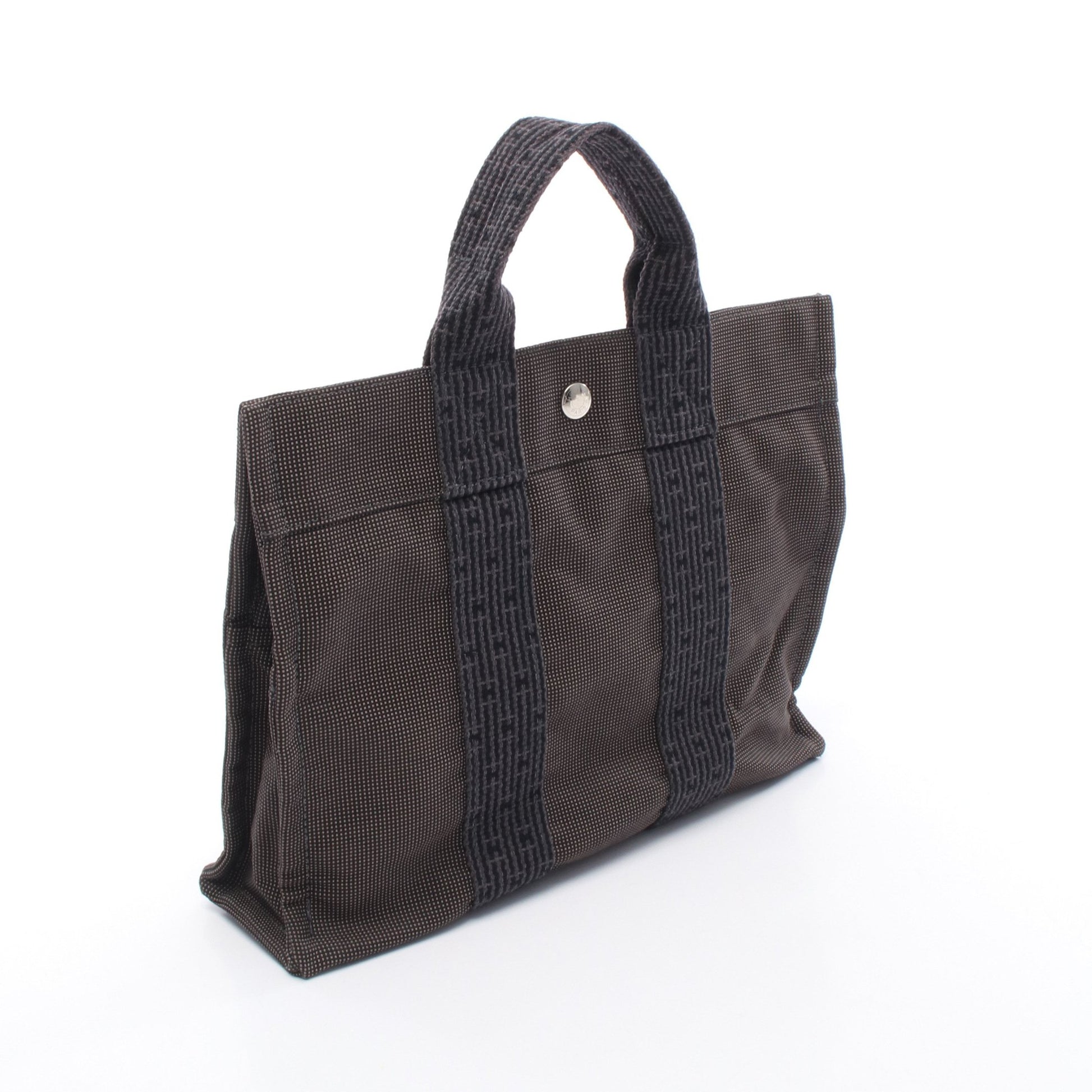 エールラインPM ハンドバッグ トートバッグ ナイロンキャンバス ダークグレー シルバー金具 エルメス バッグ HERMES