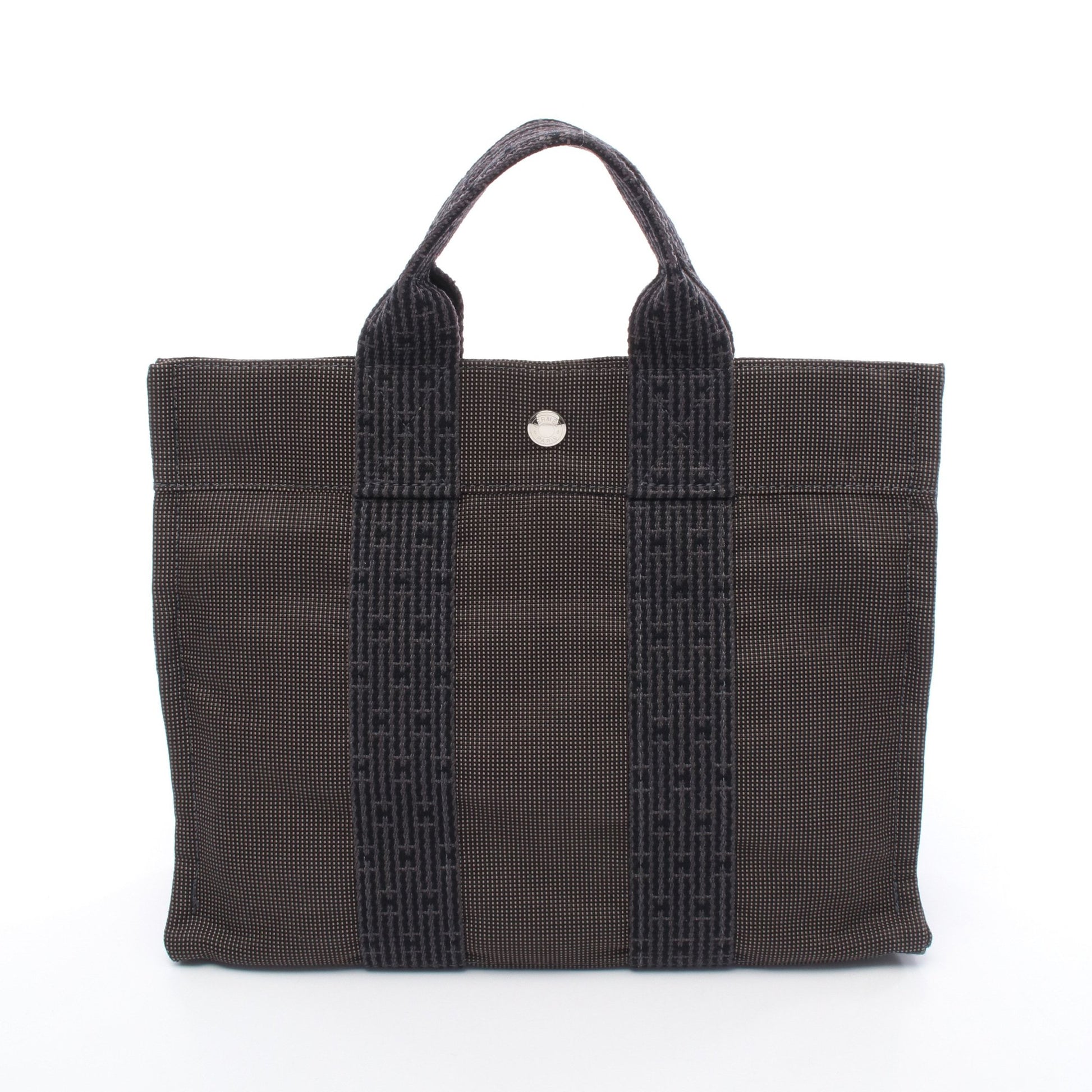 エールラインPM ハンドバッグ トートバッグ ナイロンキャンバス ダークグレー シルバー金具 エルメス バッグ HERMES