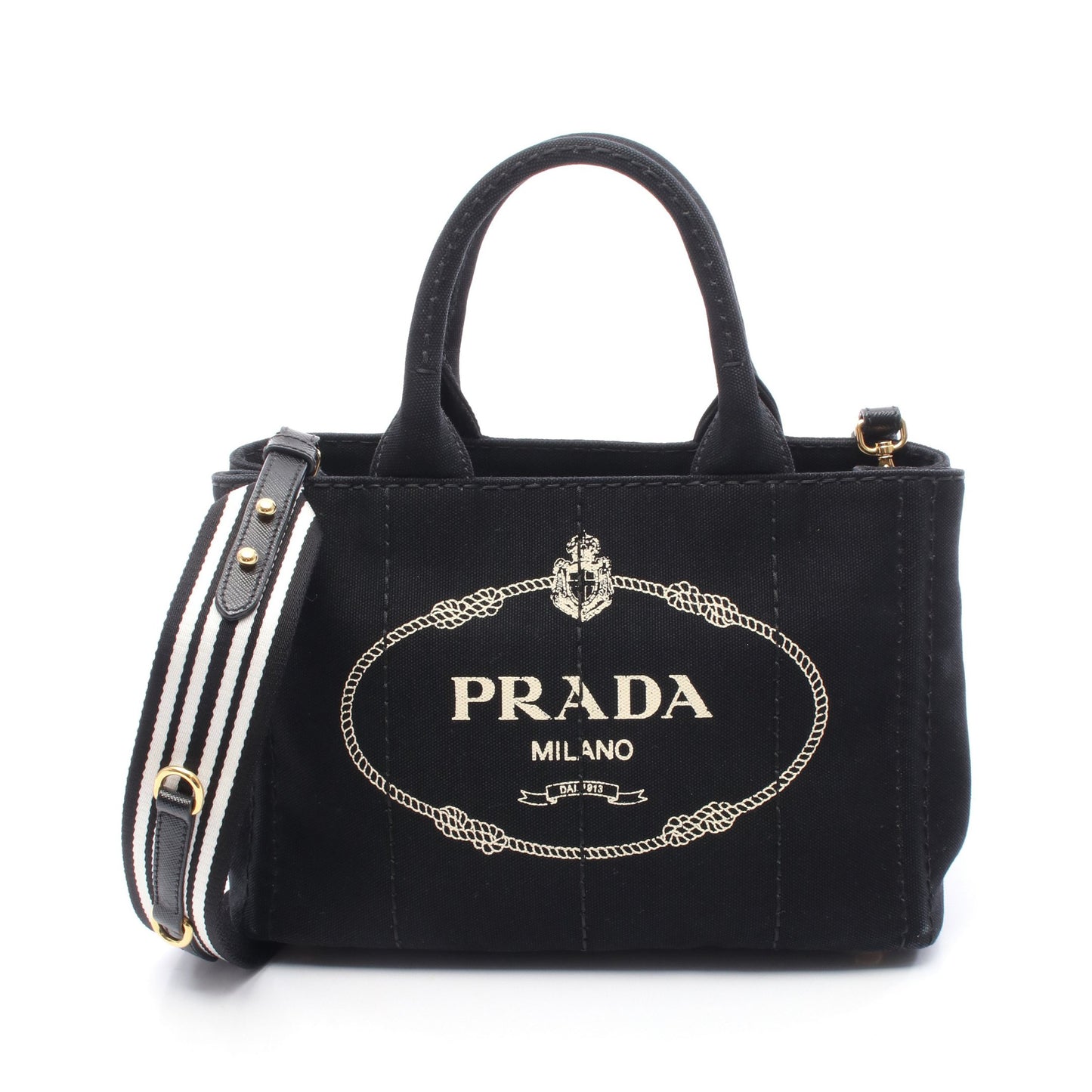CANAPA カナパ ハンドバッグ トートバッグ キャンバス ブラック 2WAY プラダ バッグ PRADA