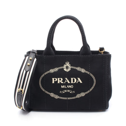 CANAPA カナパ ハンドバッグ トートバッグ キャンバス ブラック 2WAY プラダ バッグ PRADA