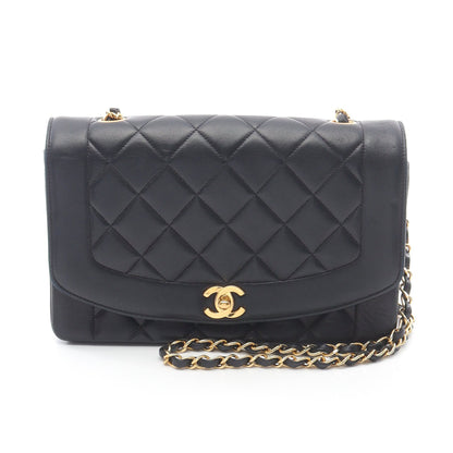マトラッセ ダイアナフラップ チェーンショルダーバッグ ラムスキン ブラック ゴールド金具 シャネル バッグ CHANEL