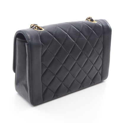 マトラッセ ダイアナフラップ チェーンショルダーバッグ ラムスキン ブラック ゴールド金具 シャネル バッグ CHANEL