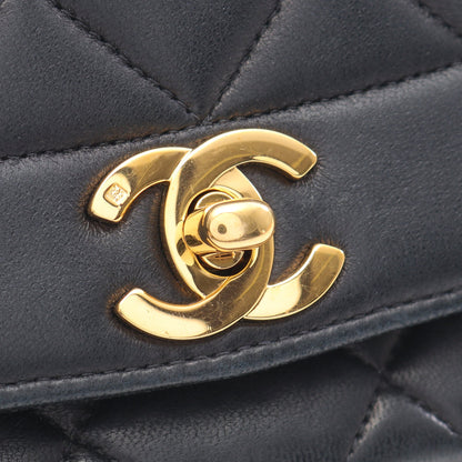 マトラッセ ダイアナフラップ チェーンショルダーバッグ ラムスキン ブラック ゴールド金具 シャネル バッグ CHANEL