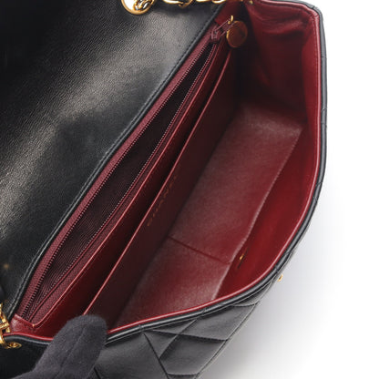 マトラッセ ダイアナフラップ チェーンショルダーバッグ ラムスキン ブラック ゴールド金具 シャネル バッグ CHANEL