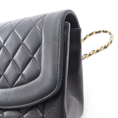 マトラッセ ダイアナフラップ チェーンショルダーバッグ ラムスキン ブラック ゴールド金具 シャネル バッグ CHANEL