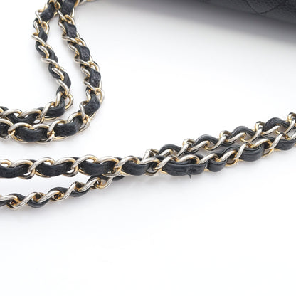 マトラッセ Wフラップ Wチェーンショルダーバッグ キャビアスキン ブラック ゴールド金具 シャネル バッグ CHANEL
