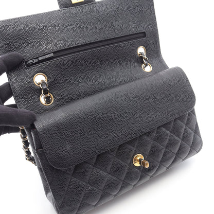 マトラッセ Wフラップ Wチェーンショルダーバッグ キャビアスキン ブラック ゴールド金具 シャネル バッグ CHANEL