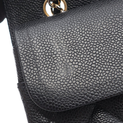 マトラッセ Wフラップ Wチェーンショルダーバッグ キャビアスキン ブラック ゴールド金具 シャネル バッグ CHANEL