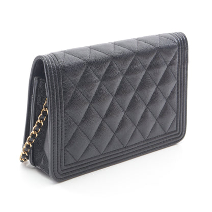 ボーイシャネル マトラッセ チェーンウォレット キャビアスキン ブラック ゴールド金具 シャネル バッグ CHANEL