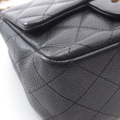 ミニマトラッセ チェーンショルダーバッグ キャビアスキン ブラック ゴールド金具 シャネル バッグ CHANEL