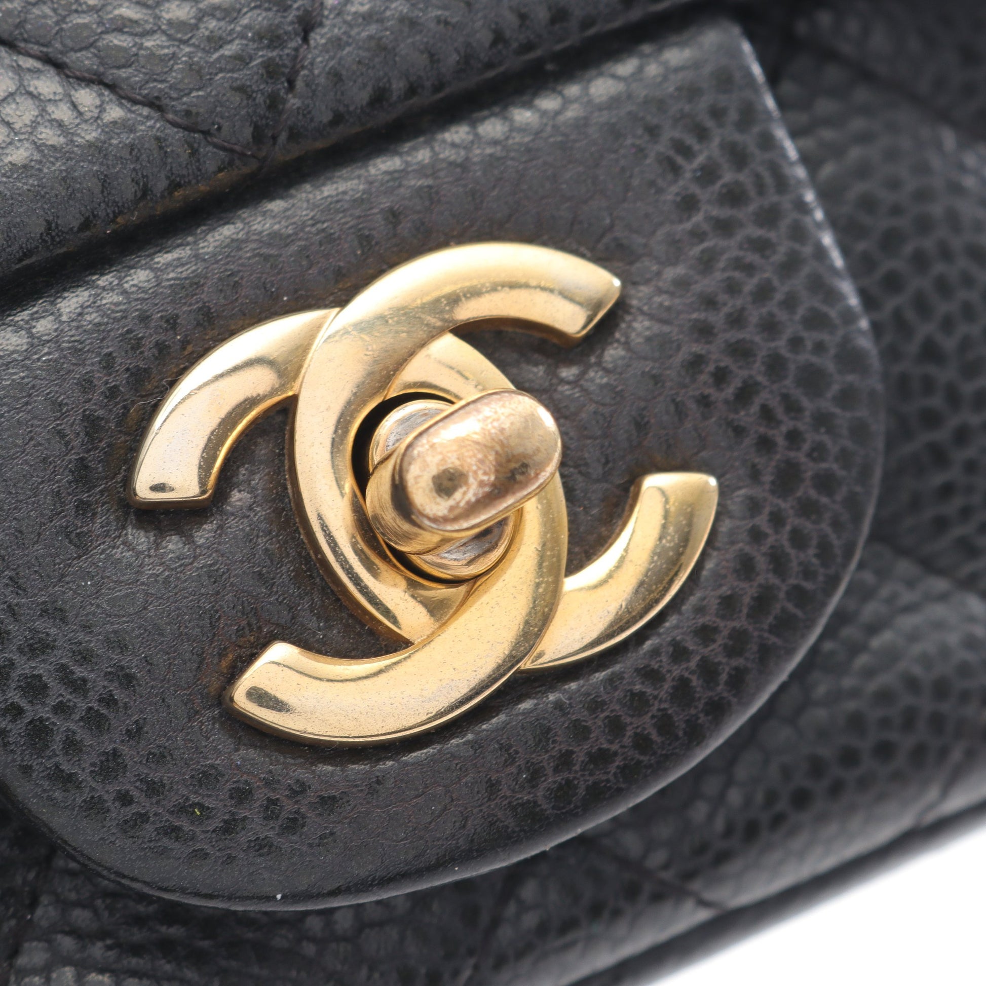 ミニマトラッセ チェーンショルダーバッグ キャビアスキン ブラック ゴールド金具 シャネル バッグ CHANEL