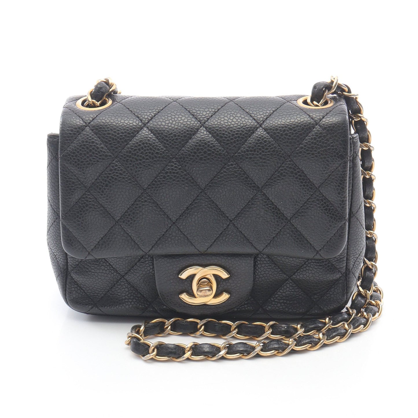 ミニマトラッセ チェーンショルダーバッグ キャビアスキン ブラック ゴールド金具 シャネル バッグ CHANEL