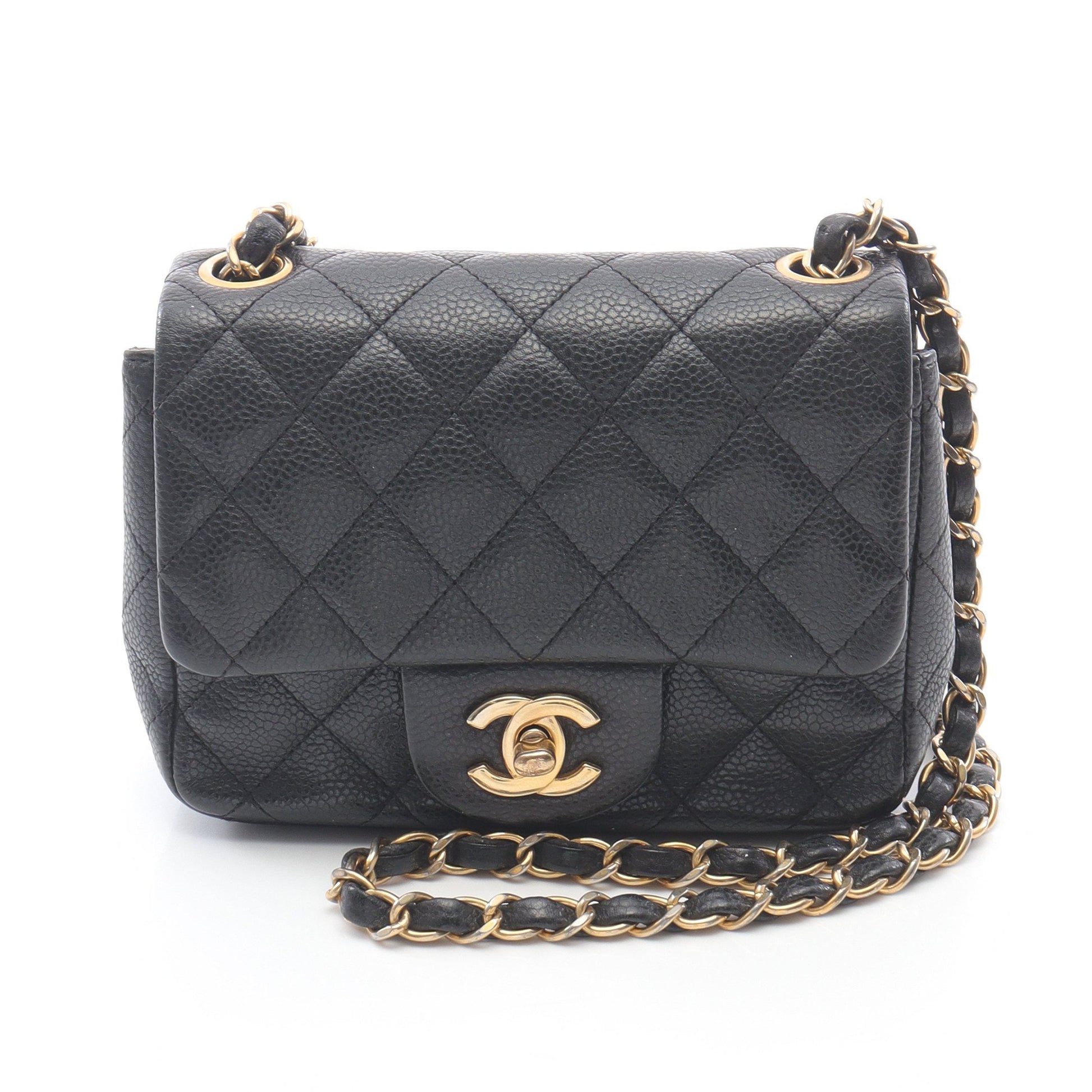 ミニマトラッセ チェーンショルダーバッグ キャビアスキン ブラック ゴールド金具 シャネル バッグ CHANEL