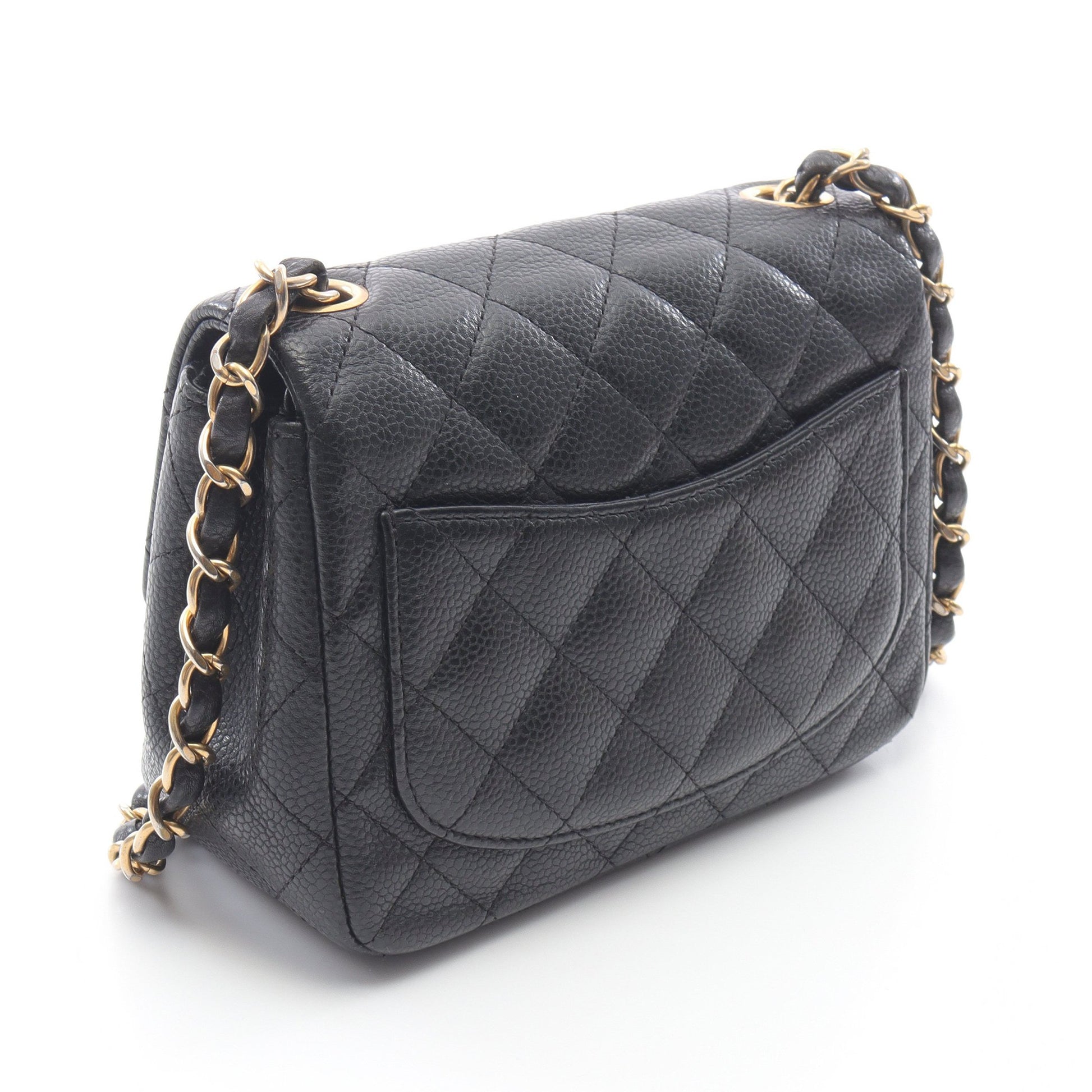 ミニマトラッセ チェーンショルダーバッグ キャビアスキン ブラック ゴールド金具 シャネル バッグ CHANEL