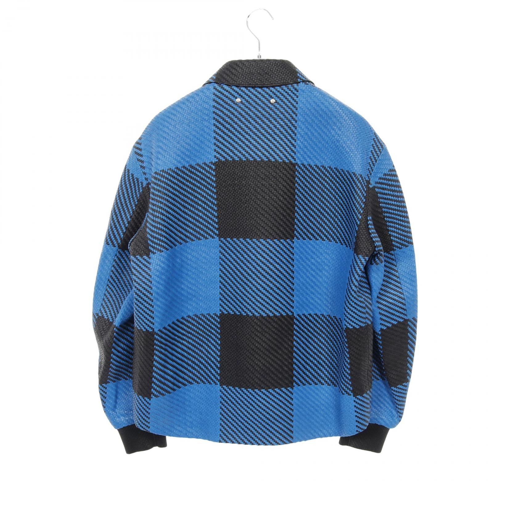 クリスヴァンアッシュ 編み込み レザージャケット ラムレザー ブルー ブラック 21SS ベルルッティ アウター Berluti