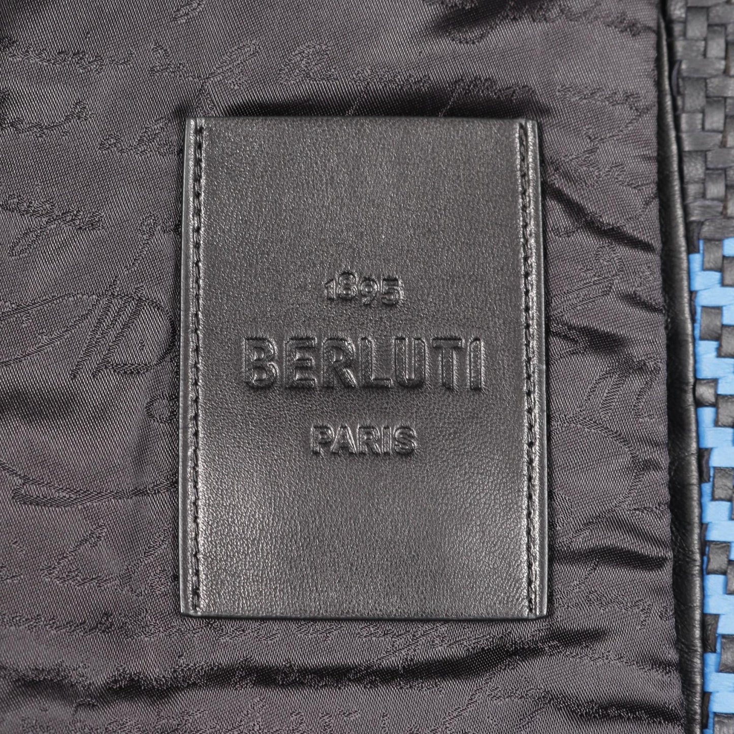 クリスヴァンアッシュ 編み込み レザージャケット ラムレザー ブルー ブラック 21SS ベルルッティ アウター Berluti