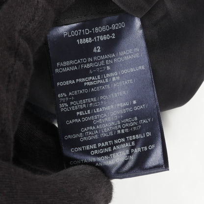 ノーカラージャケット スエード ネイビー ニット 切替 ヘルノ アウター HERNO