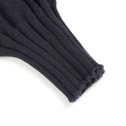 ノーカラージャケット スエード ネイビー ニット 切替 ヘルノ アウター HERNO
