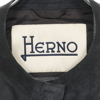 ノーカラージャケット スエード ネイビー ニット 切替 ヘルノ アウター HERNO