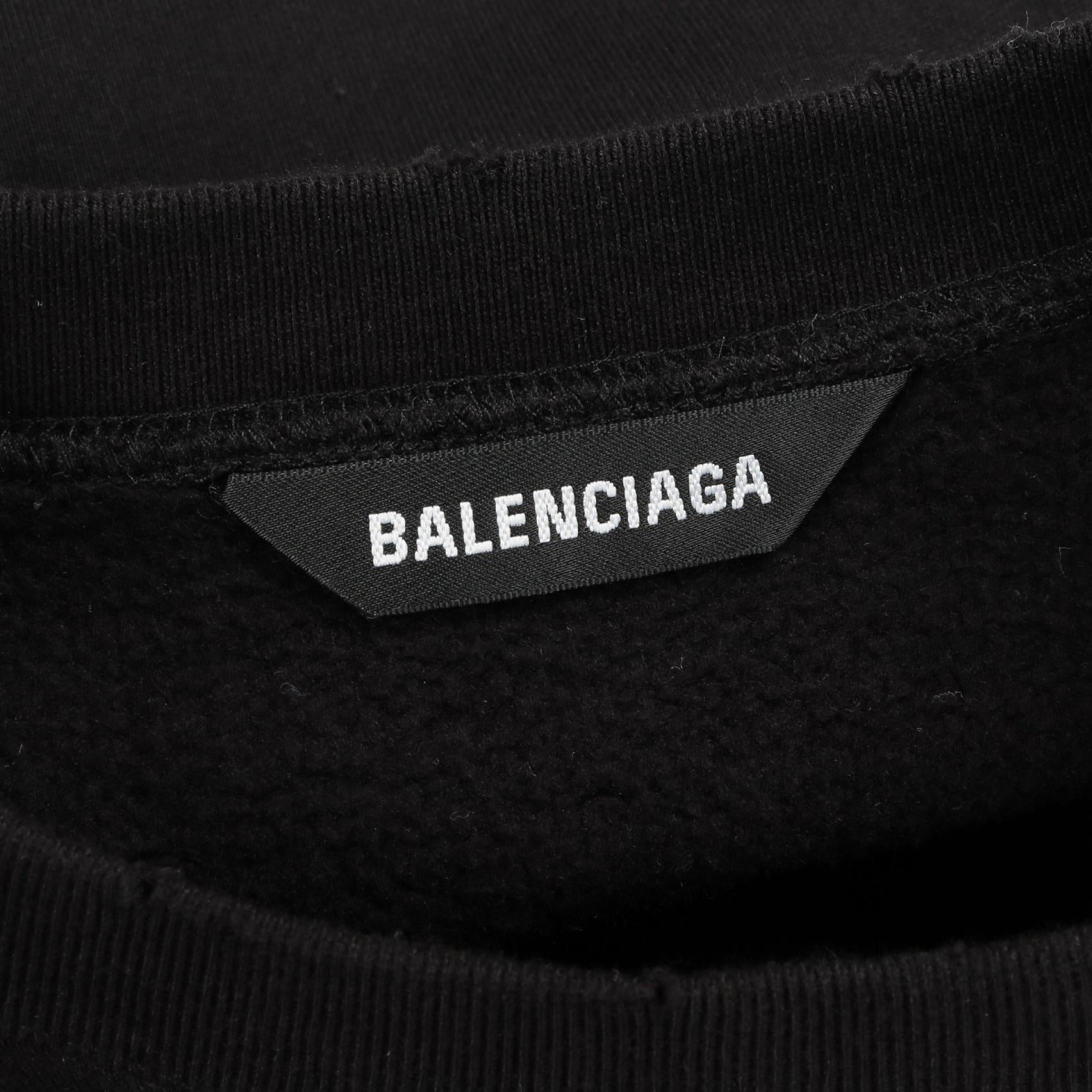 ATHLETES スウェットシャツ クルーネック コットン ブラック ダメージ加工 バレンシアガ トップス BALENCIAGA