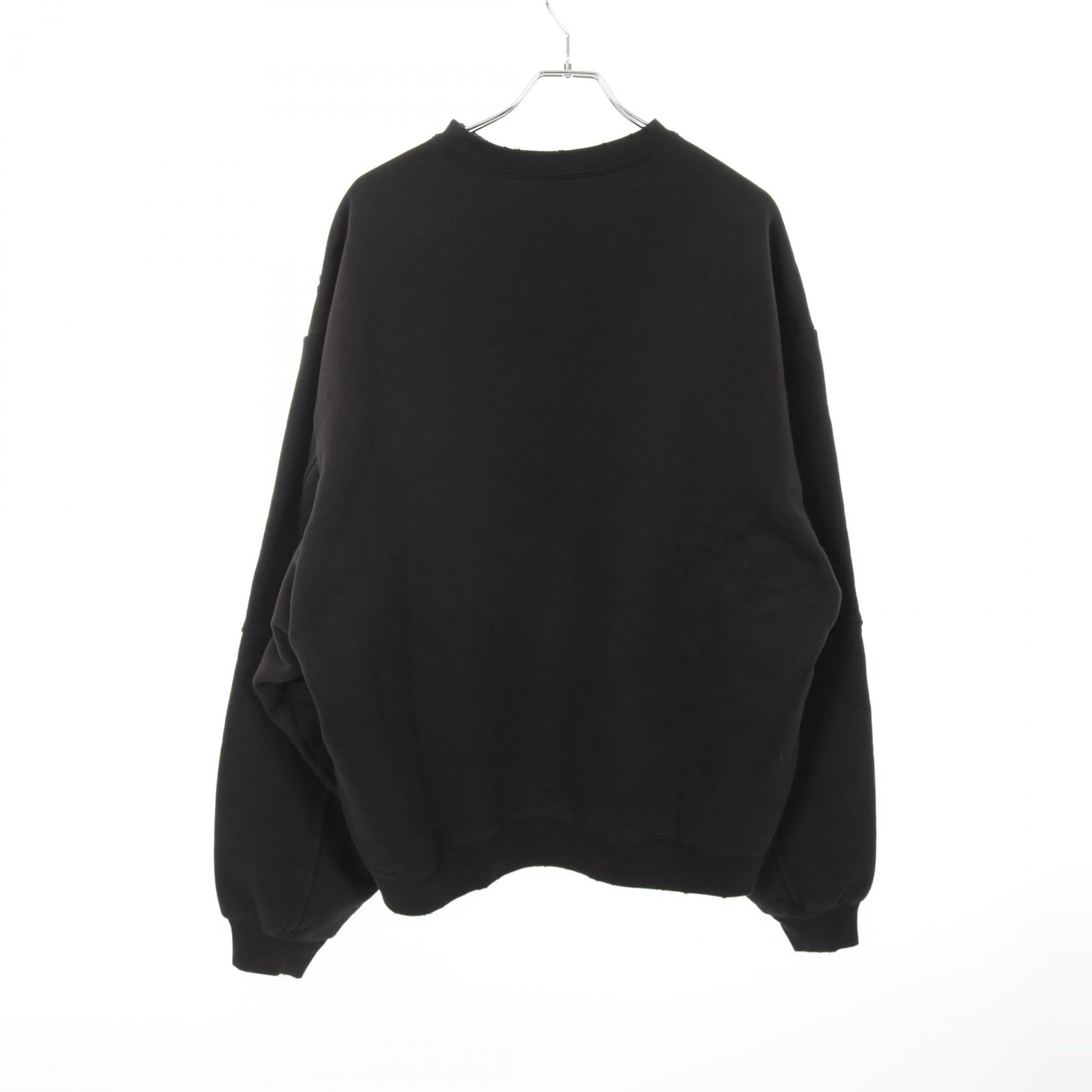 ATHLETES スウェットシャツ クルーネック コットン ブラック ダメージ加工 バレンシアガ トップス BALENCIAGA