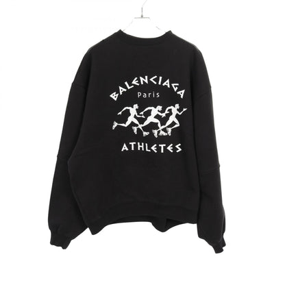 ATHLETES スウェットシャツ クルーネック コットン ブラック ダメージ加工 バレンシアガ トップス BALENCIAGA
