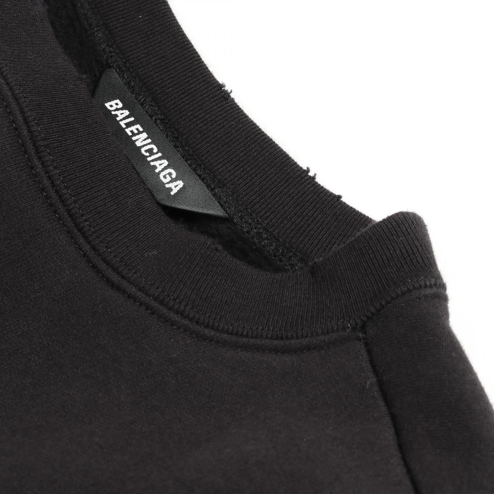 ATHLETES スウェットシャツ クルーネック コットン ブラック ダメージ加工 バレンシアガ トップス BALENCIAGA