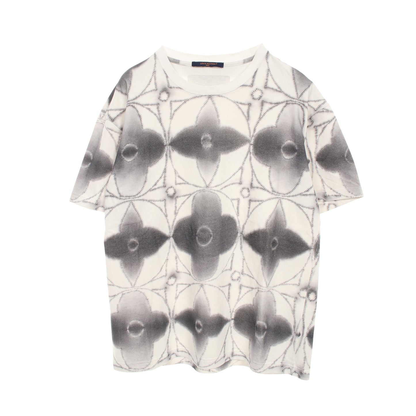 モノグラム シボリ プリンテッド Tシャツ コットン ホワイト グレー ルイヴィトン トップス LOUIS VUITTON