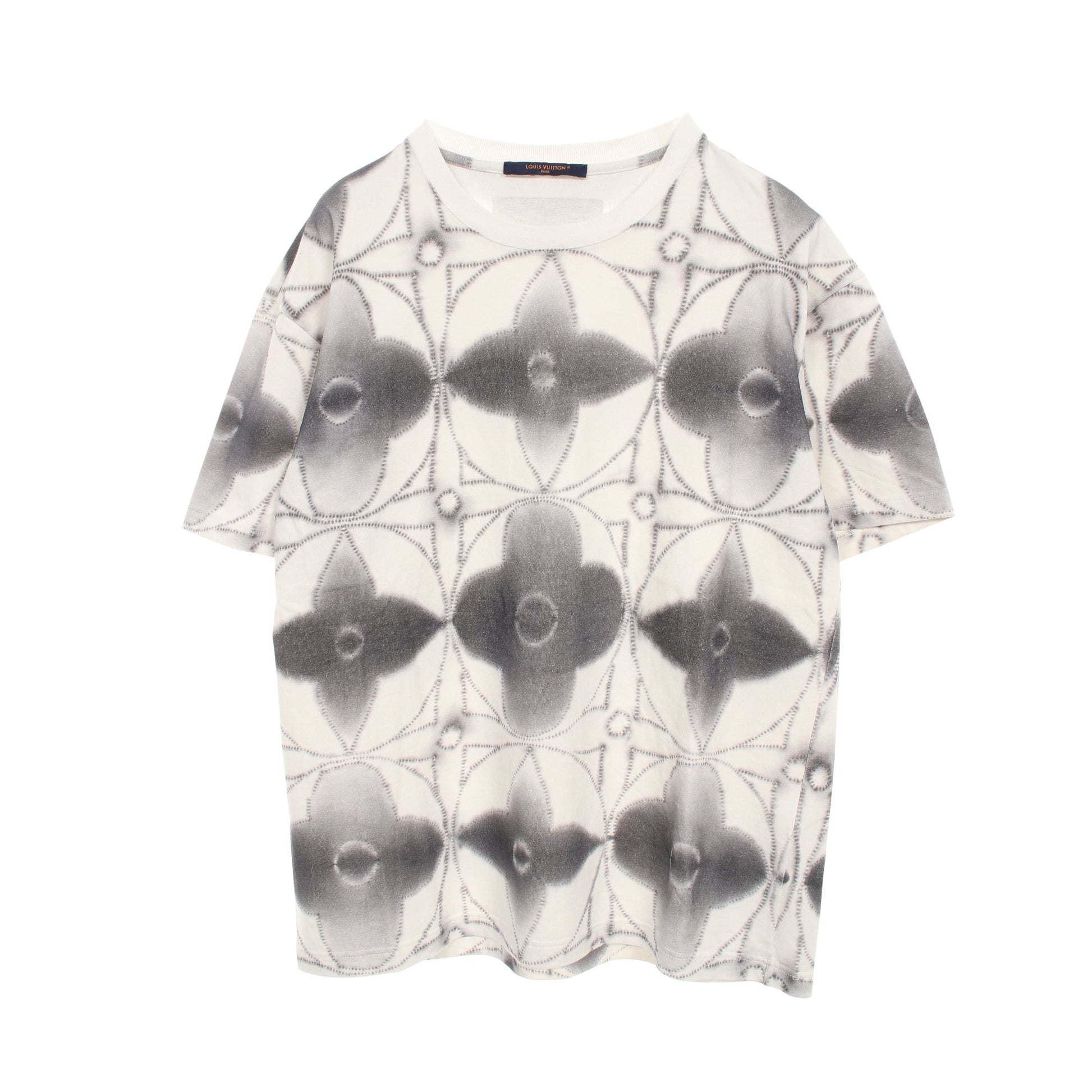 モノグラム シボリ プリンテッド Tシャツ コットン ホワイト グレー ルイヴィトン トップス LOUIS VUITTON